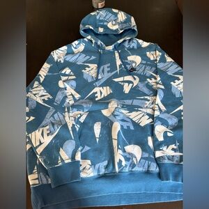 Nike Blue and Gray Men's Hoodie
